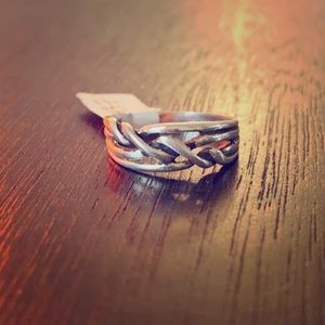 Intricate Wide Braided 925 Sterling Silver Ring Size 7